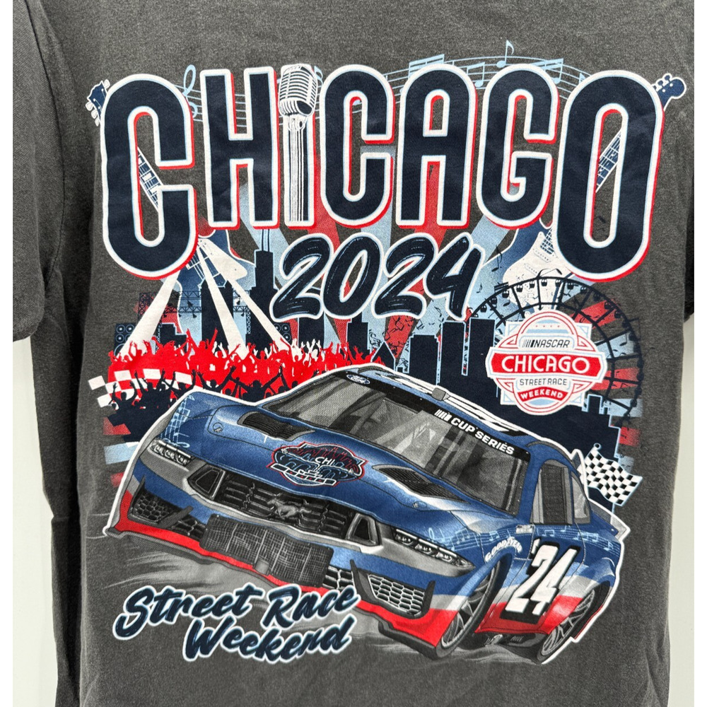 NASCAR Chicago Street Race Weekend Concert T Shirt Size Small 2024 Grey New - Picture 2 of 8